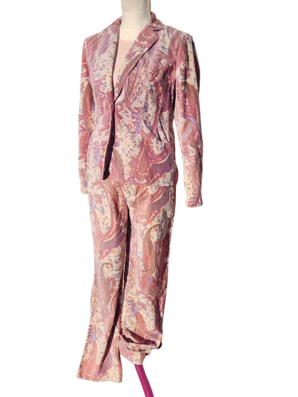 NWT Vintage Kate Hill Paisley Velveteen Blazer & Belted Pants Suit Set 6